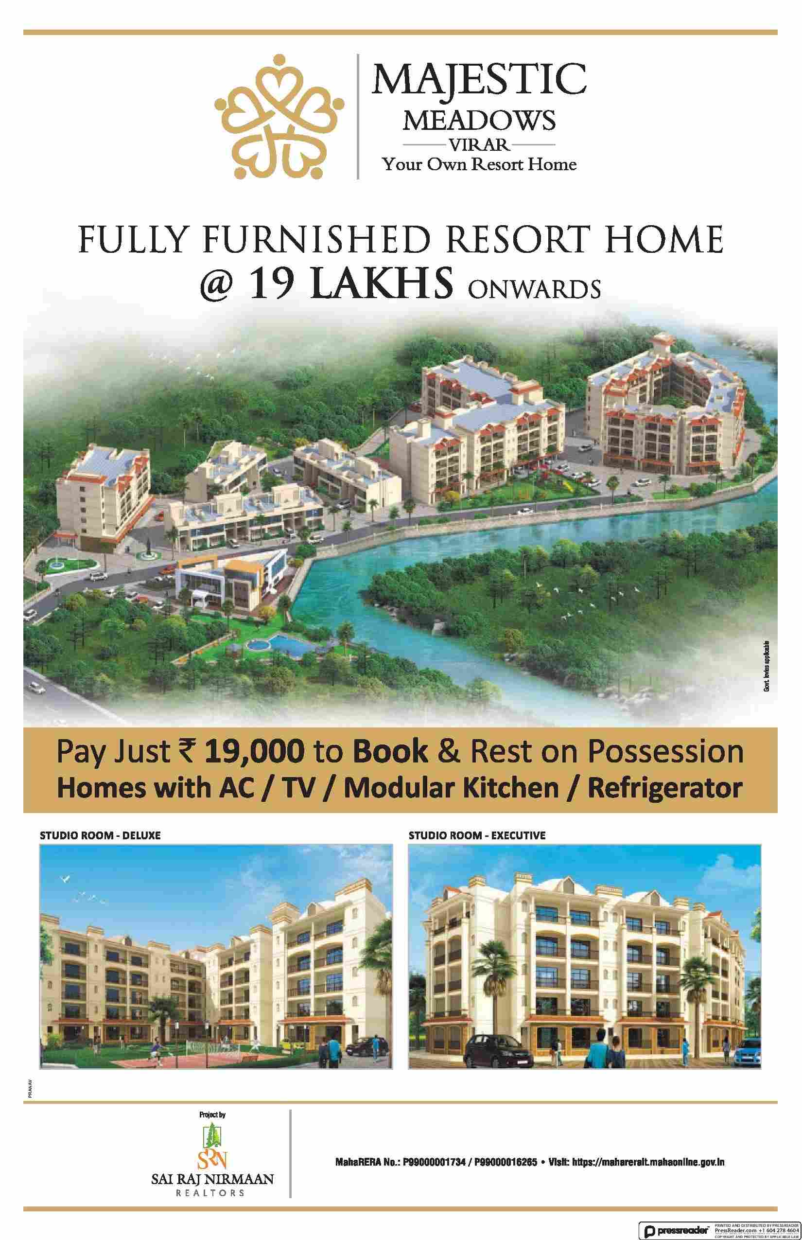Pay just Rs. 19,000 to book and rest on possession at SRN Majestic Meadows in Mumbai Update